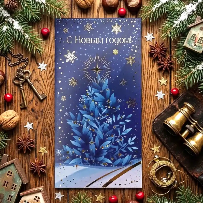 Конверт для денег НГ С Новым годом! 8*16,5см арт 48304