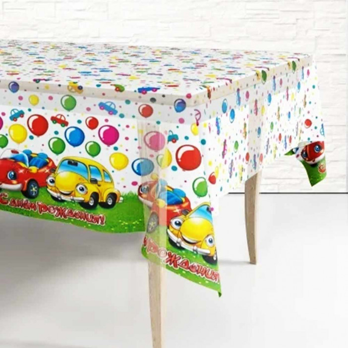 Скатерть одноразовая 120*220см С днем рождения