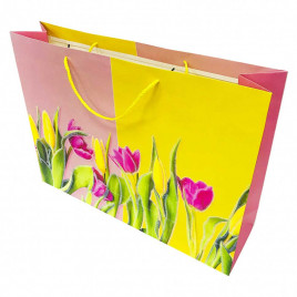 Пакет ЛЮКС Цветы с блестками размер 55*40*15см