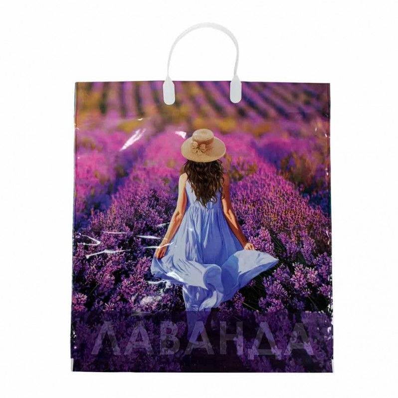 Пакет с пластмассовыми ручками 40*44см Девушка 10шт