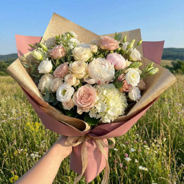 Пленка в рулоне матовая двухцветная крафт розовый пыльный размер 58см*10м 65мкм