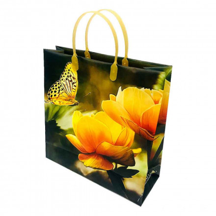 Пакет сумка размер 30*30см &quot;Желтый цветок и бабочка&quot;