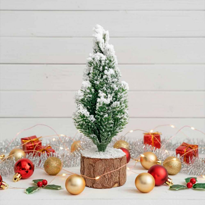 Ель заснеженная на пенечке Н-15см