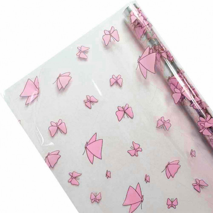 Пленка в рулоне Мотыльки розовые размер 60см*10м