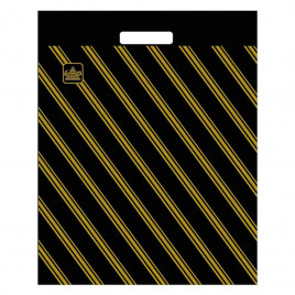 Пакет с вырубной ручкой Золотая полоса ПНД 60*70см 40мкм 100шт