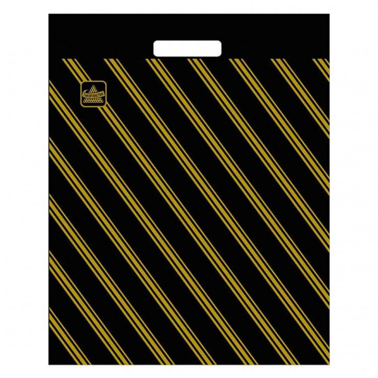 Пакет с вырубной ручкой \"Золотая полоса\" ПНД 60*70см 40мкм (100шт ...