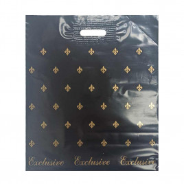 Пакет с вырубной ручкой Лилия черный 40*47см 95мкм 25шт