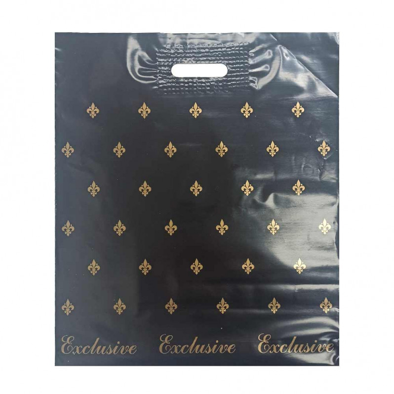 Пакет с вырубной ручкой Лилия черный 40*47см 95мкм 25шт