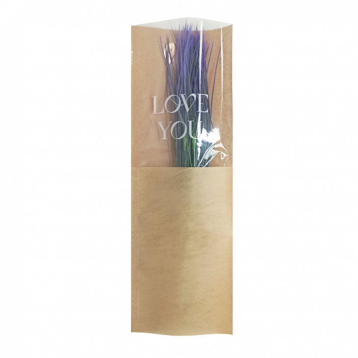 Рукав на 1 цветок Love you микс крафт размер 14*40см уп 10шт