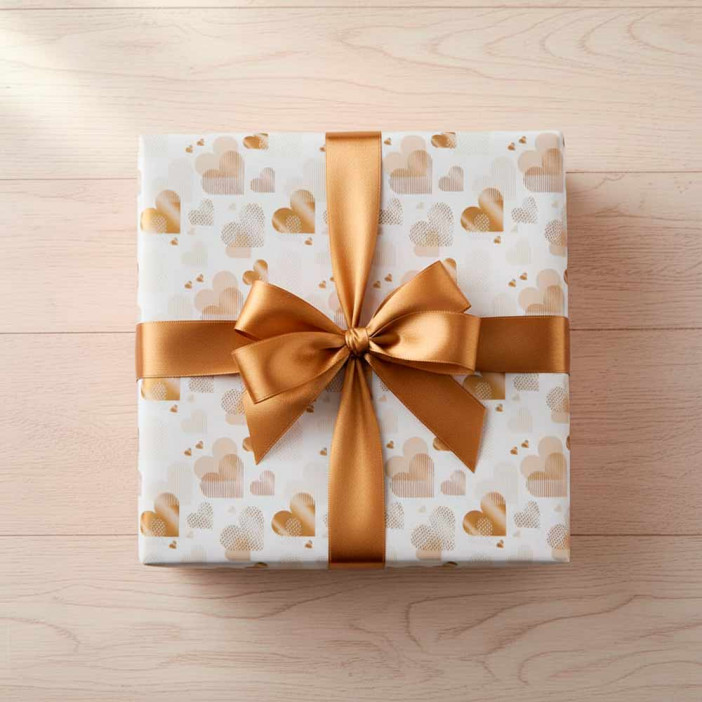 Бумага подарочная Сердечки размер листа 70*100см уп 2л