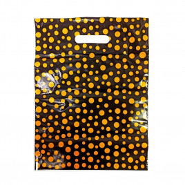 Пакет с вырубной ручкой Горох двусторонний желто-черный 31*40см 60мкм 50шт