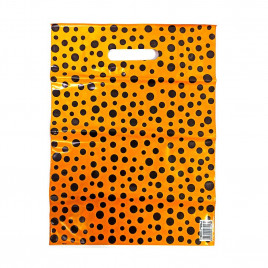 Пакет с вырубной ручкой Горох двусторонний желто-черный 31*40см 60мкм 50шт