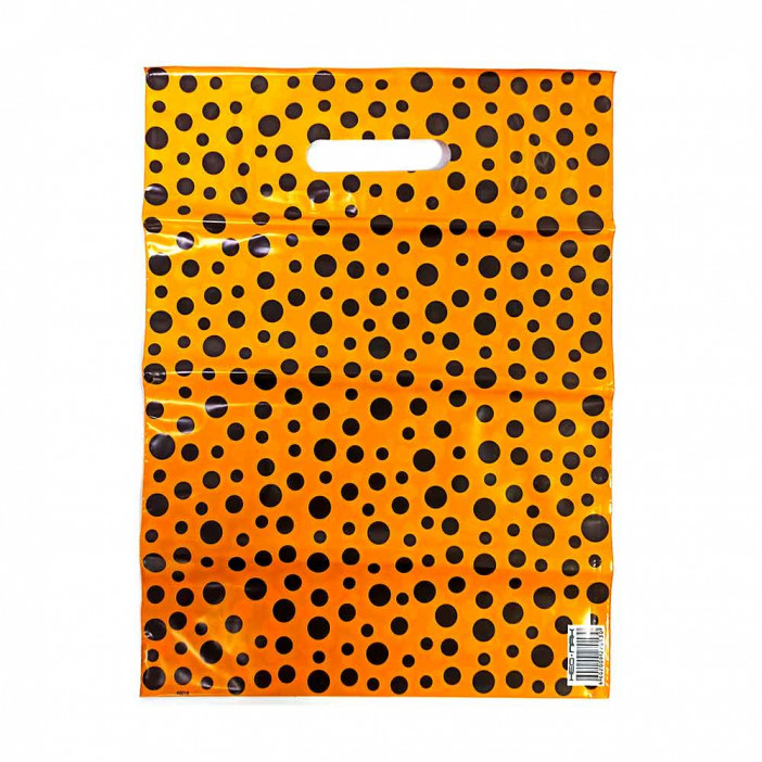 Пакет с вырубной ручкой Горох двусторонний желто-черный 31*40см 60мкм 50шт