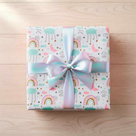Бумага подарочная Радуга и звездочки размер листа 70*100см уп 2л