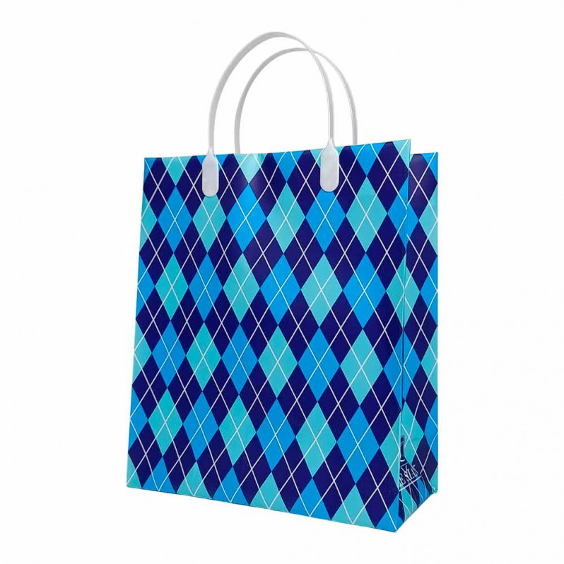 Пакет сумка размер 23*26см Ромбы сине-голубые