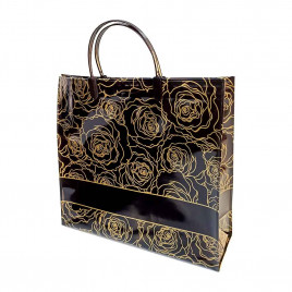 Сумка с пластмассовыми ручками многослойная Розы 28*29см