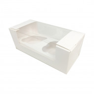 Коробка для пирожных Fupeco с круговым окном белая размер 200*80*80мм