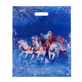 Пакет с вырубной ручкой Тройка белых лошадей 38*47см 60 мкм 50шт