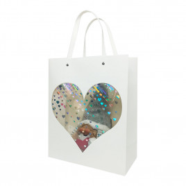 Пакет ЛЮКС Сердце прозрачное с плоской ручкой размер 26*32*12см