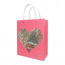 Пакет ЛЮКС Сердце прозрачное с плоской ручкой размер 26*32*12см