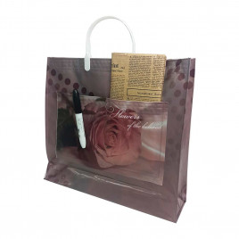 Сумка с пластмассовыми ручками многослойная с карманами Колорит 40*33см