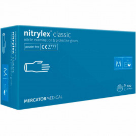 Перчатки нитриловые Nitrylex Classic голубые 50 пар XS, L 