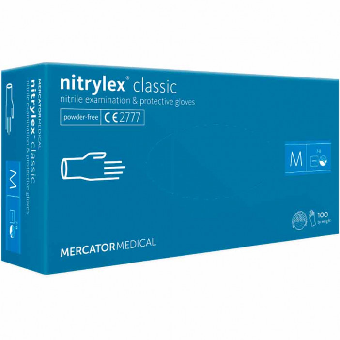 Перчатки нитриловые Nitrylex Classic голубые 50 пар XS, L 