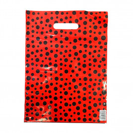 Пакет с вырубной ручкой Горох двусторонний красно-черный 31*40см 60мкм 50шт