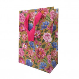 Пакет крафт Цветы размер 14*20*7см