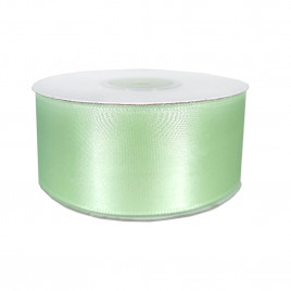Лента атласная бело-зеленая размер 4см*23м