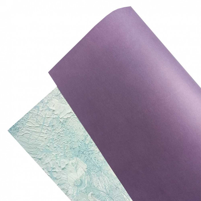 Бумага крафт лист Цветы фиолетовая размер 50*54см