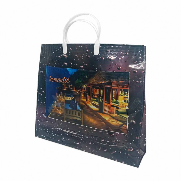 Сумка с пластмассовыми ручками многослойная с карманами Романтика 40*33см