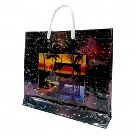 Сумка с пластмассовыми ручками многослойная с карманами Романтика 40*33см