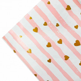 Бумага подарочная Сердечки золотые размер листа 70*100см уп 2л