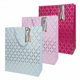 Пакет ЛЮКС Ромбики с тиснением размер 26*32*12см