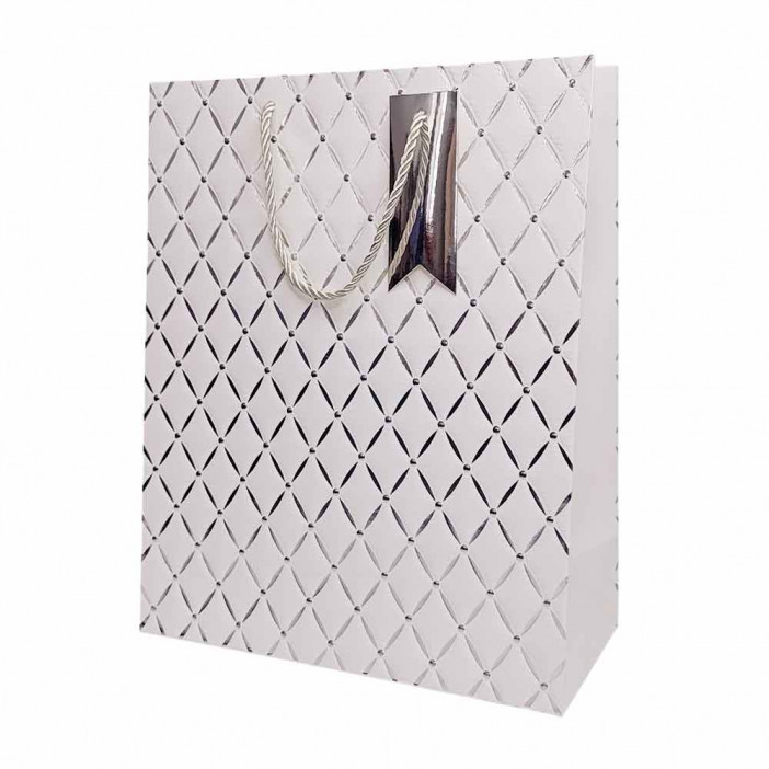 Пакет ЛЮКС Ромбики с тиснением размер 26*32*12см