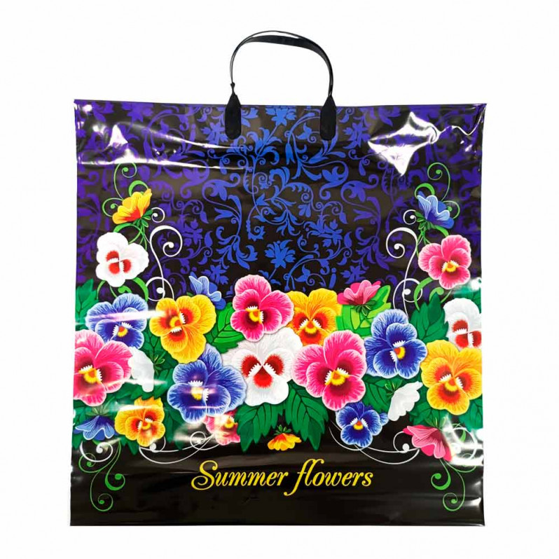 Пакет с пластмассовыми ручками 40*44см Summer flowers 10шт