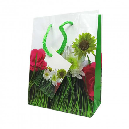 Пакет ламинированный бумажный Цветы размер 12*15*5,5см