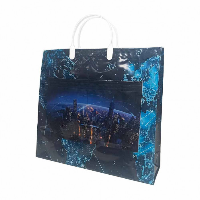 Сумка с пластмассовыми ручками многослойная с карманами Атланта 40*33см