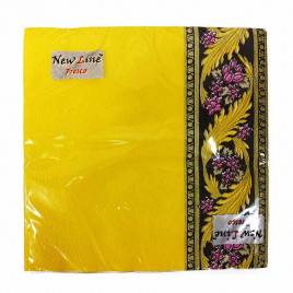 Салфетки бумажные с рисунком Хохлома желтая 33*33см 3-х слойные 20шт