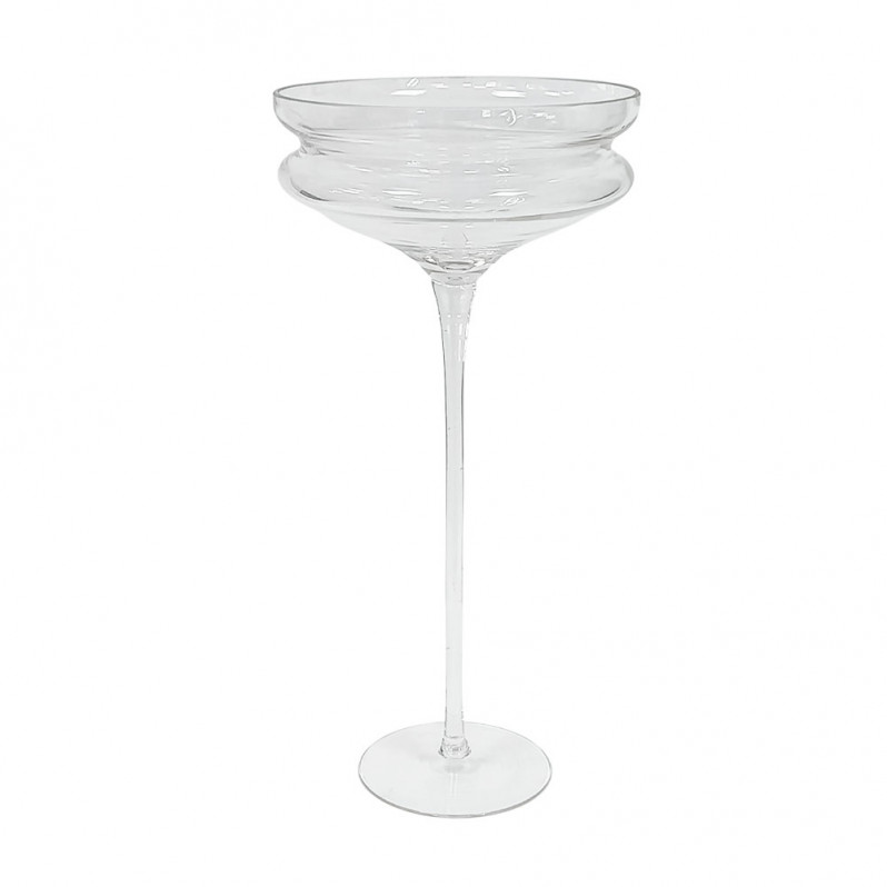 Ваза стекло на высокой ножке H-50см D-23см