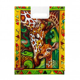 Пакет с вырубной ручкой Жирафы 31*40см 60мкм 50шт