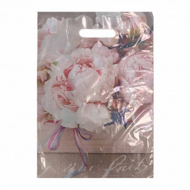 Пакет с вырубной ручкой Нежные пионы ПНД 30*40см 40мкм 50шт