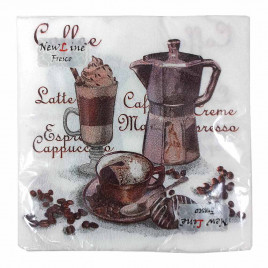 Салфетки бумажные с рисунком Чашка кофе 33*33см 2-х слойные 20шт