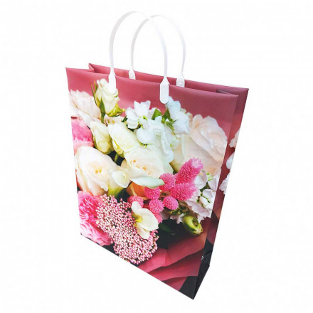 Пакет сумка размер 32*40см Букет белых цветов