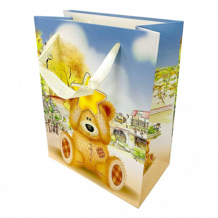 Пакет ЛЮКС Мишка с блеском размер 26*32*12см