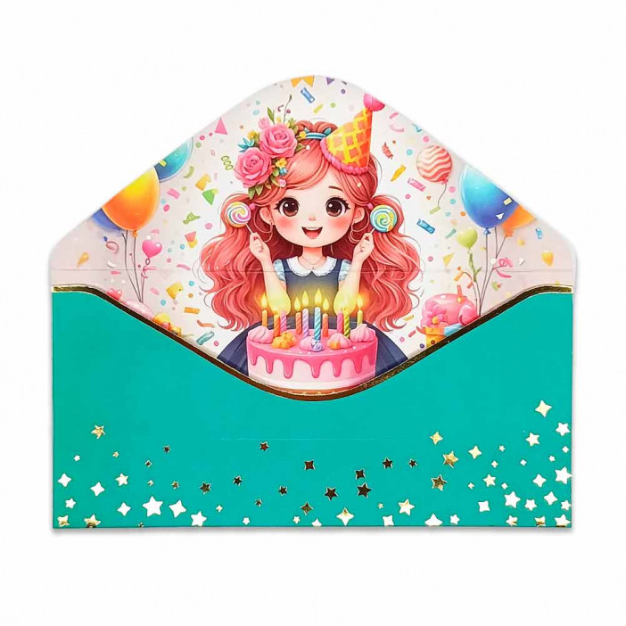 Конверт для денег С Днем рождения 8*16,5см арт 54057