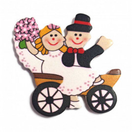 Декор на липучке Молодожены на телеге Н-5см