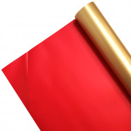 Пленка в рулоне матовая двухцветная золото красный размер 58см*10м 65мкм
