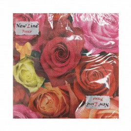 Салфетки бумажные с рисунком Розы Кимберли 33*33см 2-х слойные 20шт